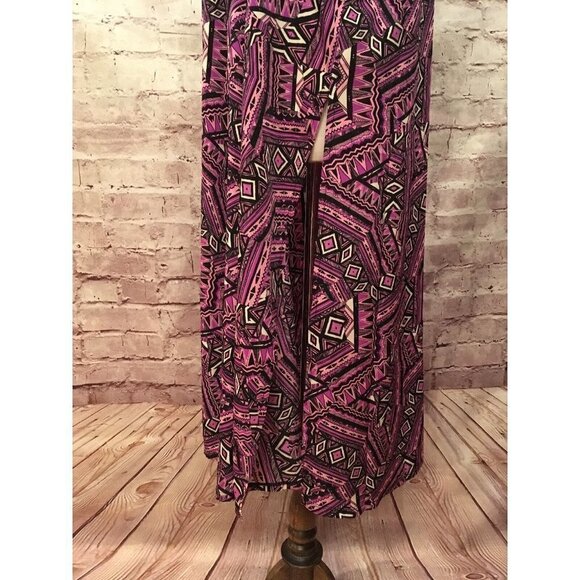 LuLaRoe  JOY Purple Black Geometric Open Front Size M  Sleeveless Duster Vest - Picture 5 of 7